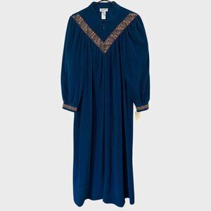 Vintage Vanity Fair Full-Length Nightgown Teal Blue Women's Large Sleepwear New